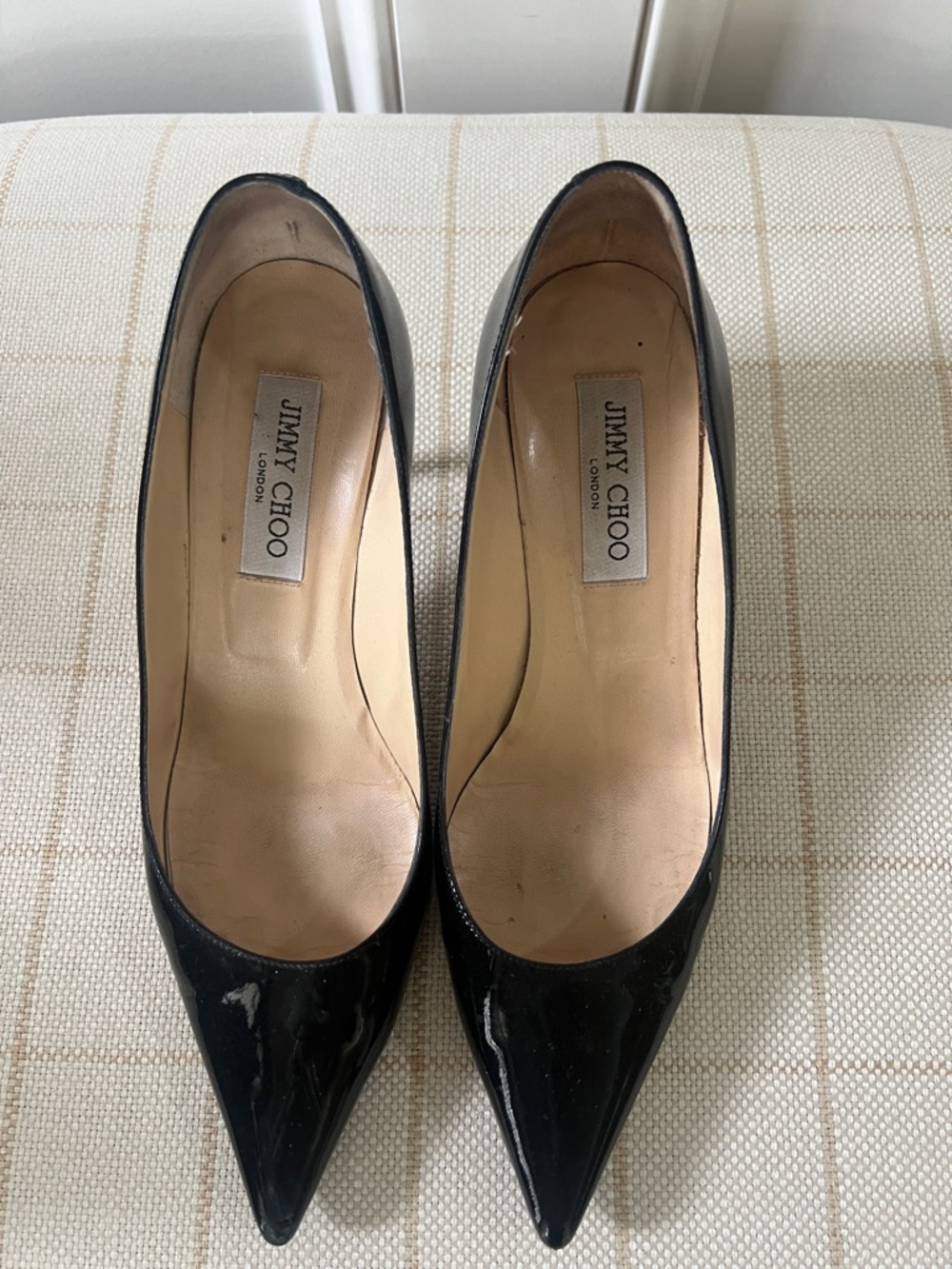 Jimmy Choo Black Patent Pointed-Toe Pumps